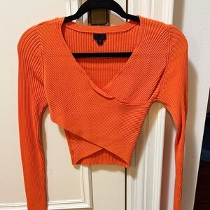 NBD Bright Orange Ribbed Crop Top